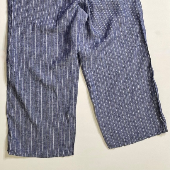 NEW!! J. CREW New Soliel Pants Striped Linen Blue & White Elastic Waist X-Large - Picture 10 of 15